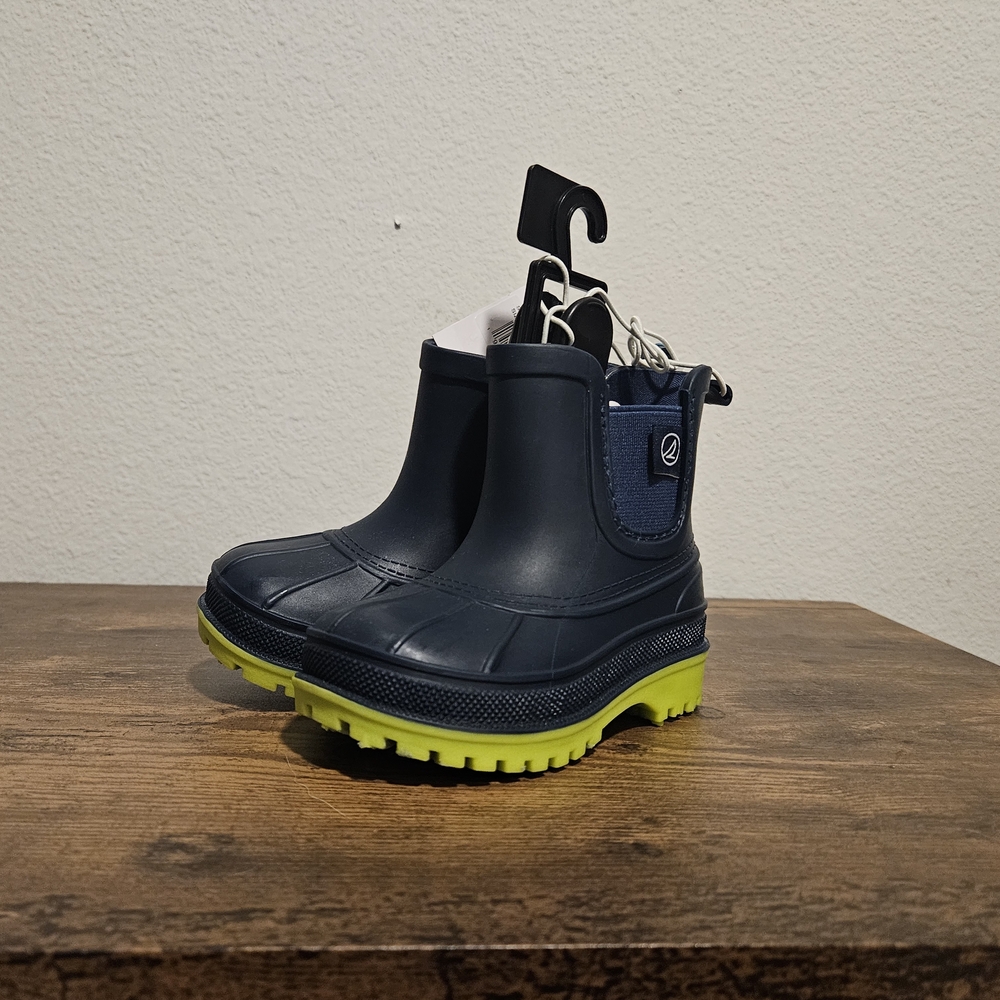 Sperry Kids/Toddler Navy and Lime Rain Boots